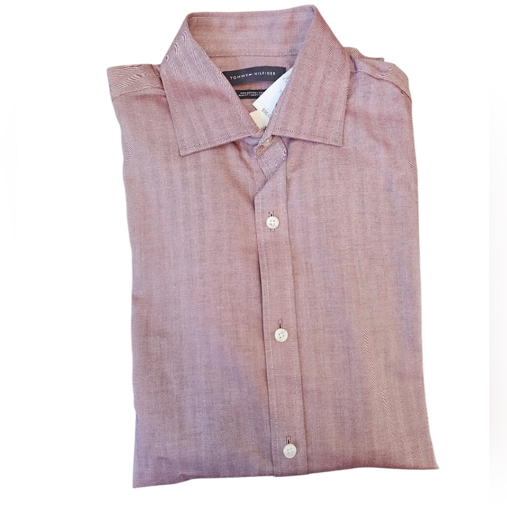 Tommy Hilfiger Men's Casual Mauve Button Down Shirt